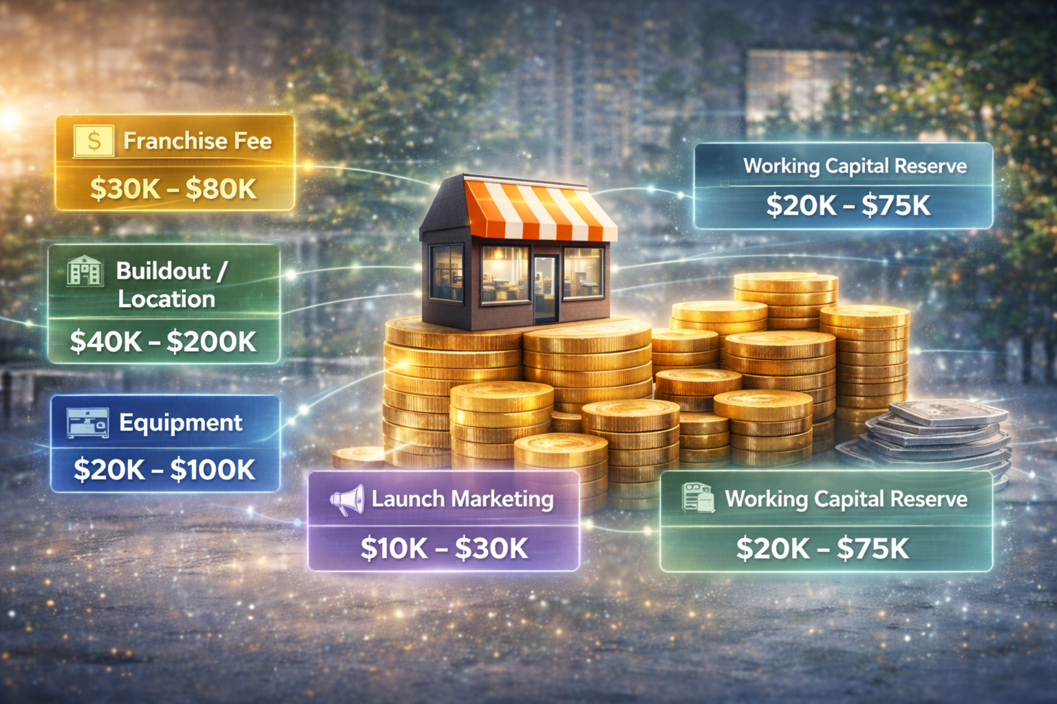 Typical franchise startup costs and layered capital needed for a new franchise business